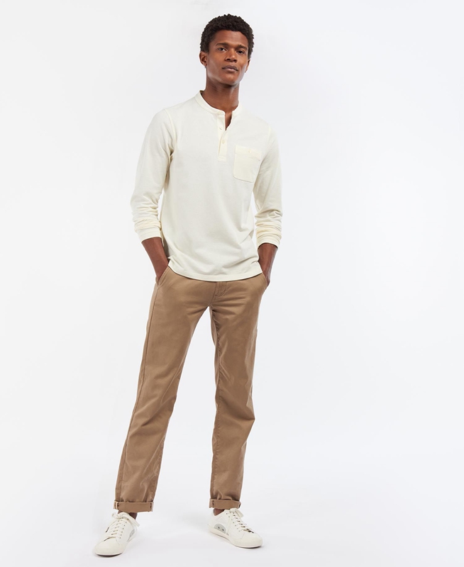 Barbour Explorer Henley Férfi Polo shirts Krém | 860412-JWF