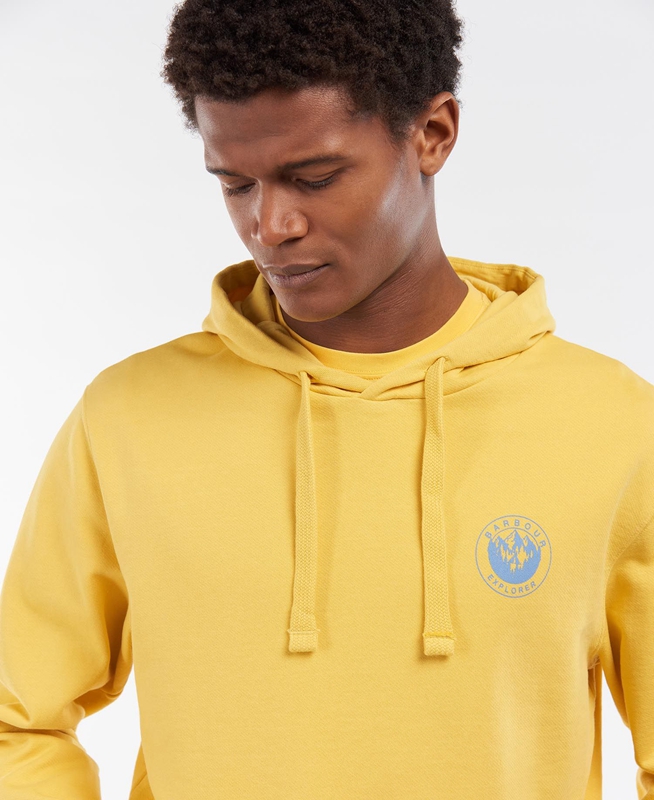 Barbour Explorer Hoodie Férfi Pulóverek Sárga | 769428-KLJ