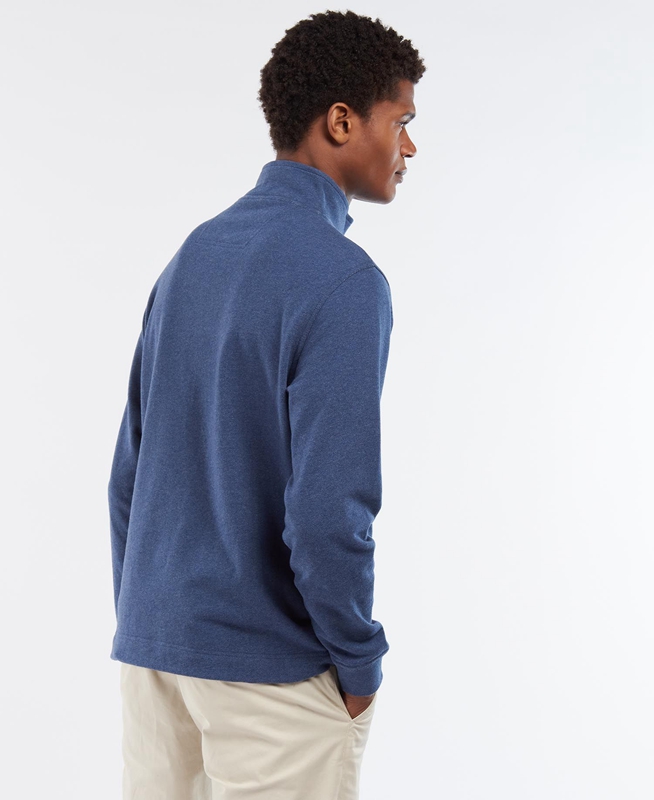 Barbour Explorer Shotley Half Zip Férfi Pulóverek Kék | 375418-BAJ
