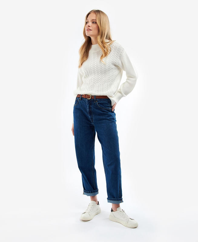 Barbour Fairbarn Knit Női Pulóverek Fehér | 189750-NDK