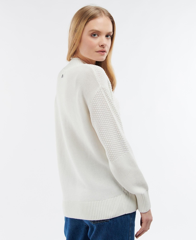 Barbour Fairbarn Knit Női Pulóverek Fehér | 189750-NDK