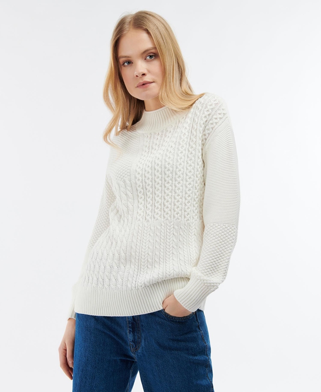 Barbour Fairbarn Knit Női Pulóverek Fehér | 189750-NDK