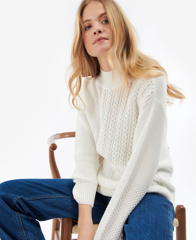 Barbour Fairbarn Knit Női Pulóverek Fehér | 189750-NDK