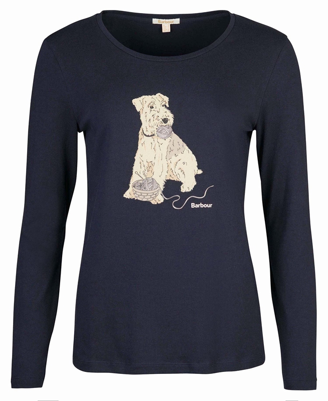 Barbour Fairsfield Long Sleeve Női Póló Sötétkék | 493856-JEY