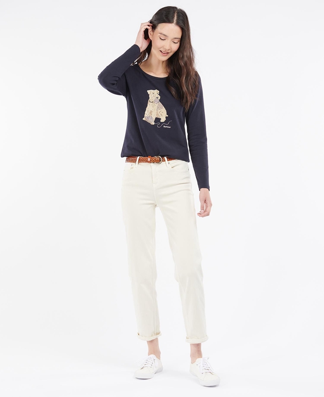 Barbour Fairsfield Long Sleeve Női Póló Sötétkék | 493856-JEY