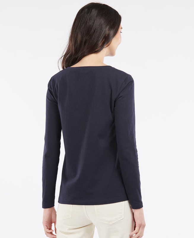 Barbour Fairsfield Long Sleeve Női Póló Sötétkék | 493856-JEY
