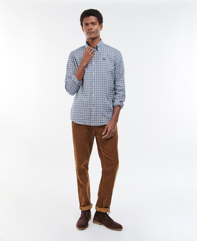 Barbour Finkle Tailored Férfi Ingek Kék | 472309-PGN