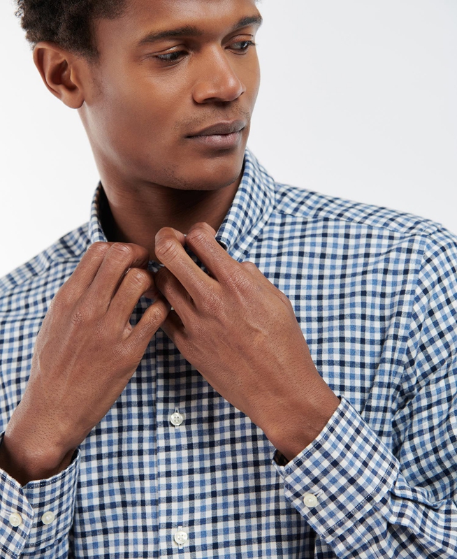 Barbour Finkle Tailored Férfi Ingek Kék | 472309-PGN