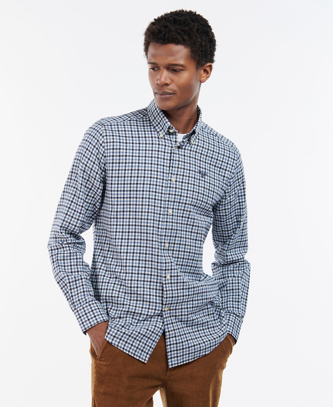 Barbour Finkle Tailored Férfi Ingek Kék | 472309-PGN