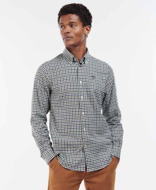 Barbour Finkle Tailored Férfi Ingek Kék | 695840-ETN