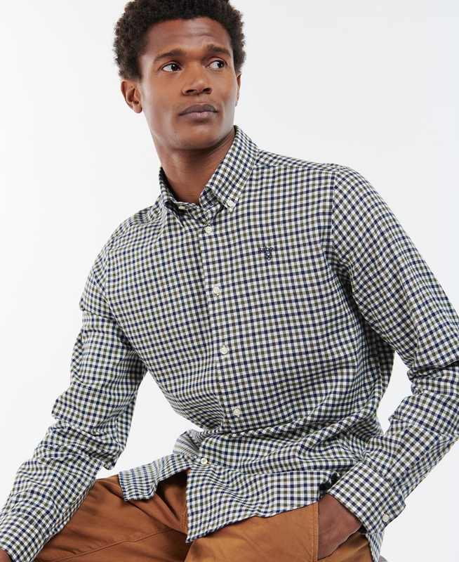 Barbour Finkle Tailored Férfi Ingek Kék | 695840-ETN