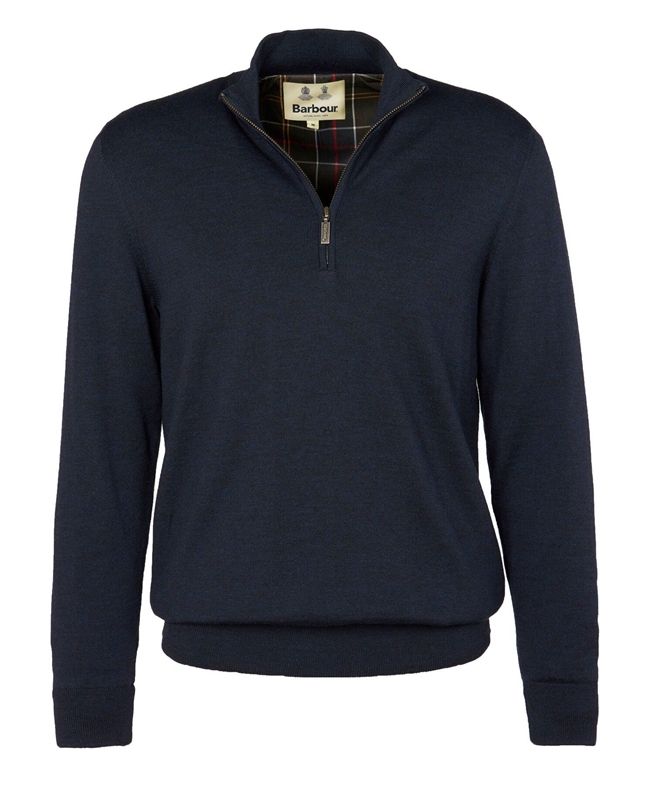 Barbour Gamlan Half Zip Férfi Pulóverek Kék | 569203-XTY