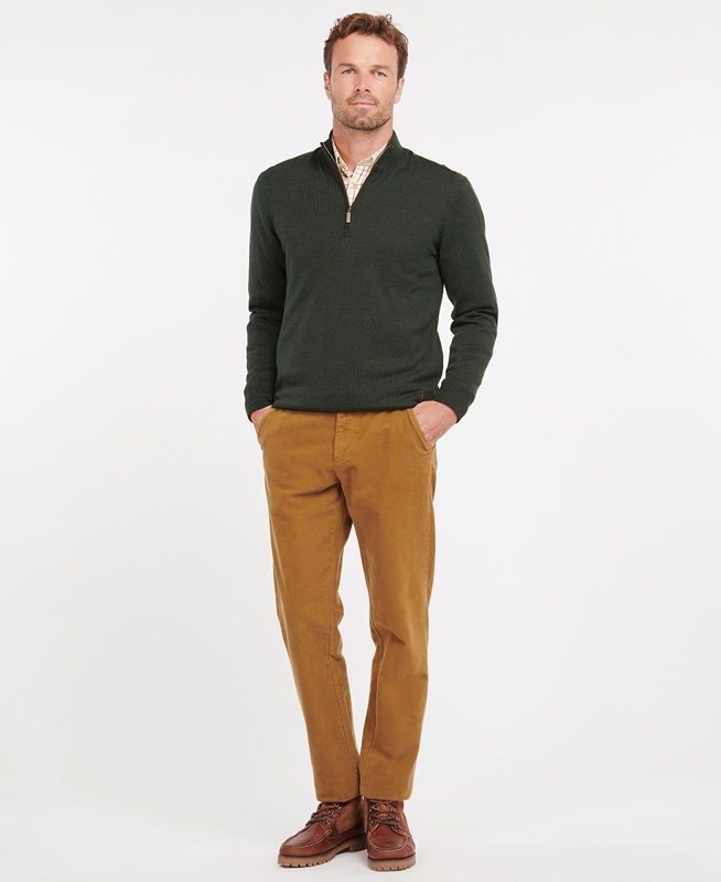 Barbour Gamlan Half Zip Férfi Pulóverek Zöld | 853279-ODB