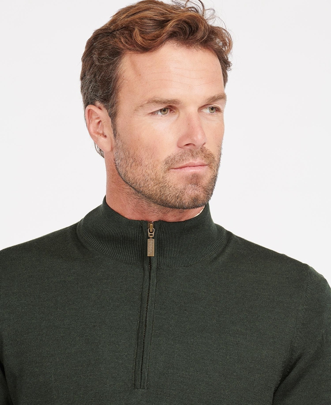 Barbour Gamlan Half Zip Férfi Pulóverek Zöld | 853279-ODB