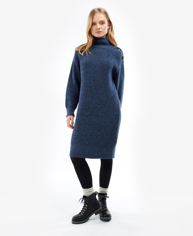 Barbour Greenwell Knitted Női Ruha Kék | 098576-LYJ