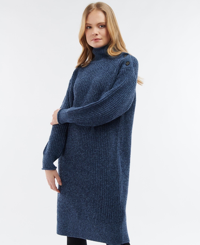 Barbour Greenwell Knitted Női Ruha Kék | 098576-LYJ