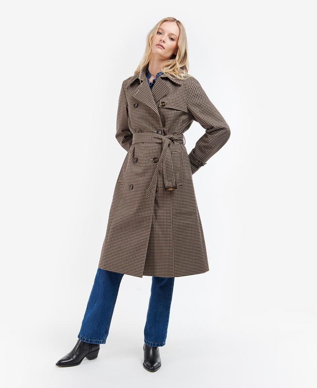 Barbour Greta Check Showerproof Női Alkalmi Dzsekik Barna | 084695-OGH