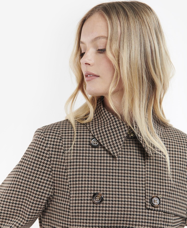 Barbour Greta Check Showerproof Női Alkalmi Dzsekik Barna | 084695-OGH