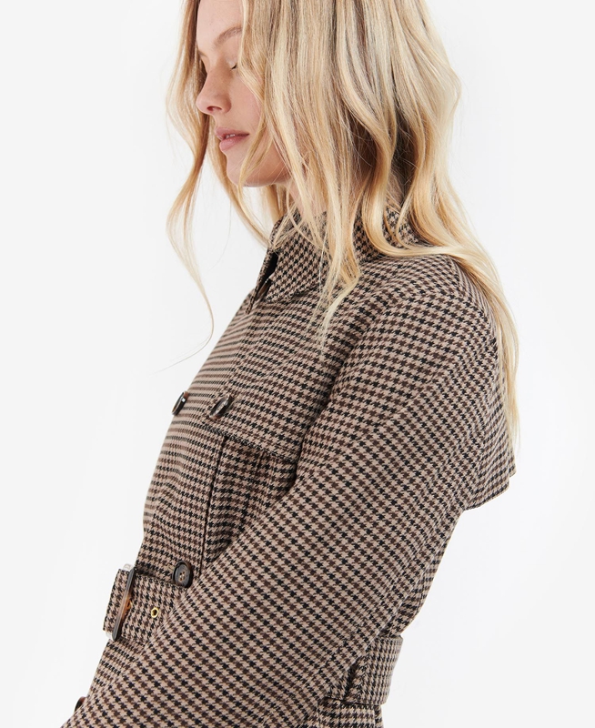 Barbour Greta Check Showerproof Női Alkalmi Dzsekik Barna | 084695-OGH