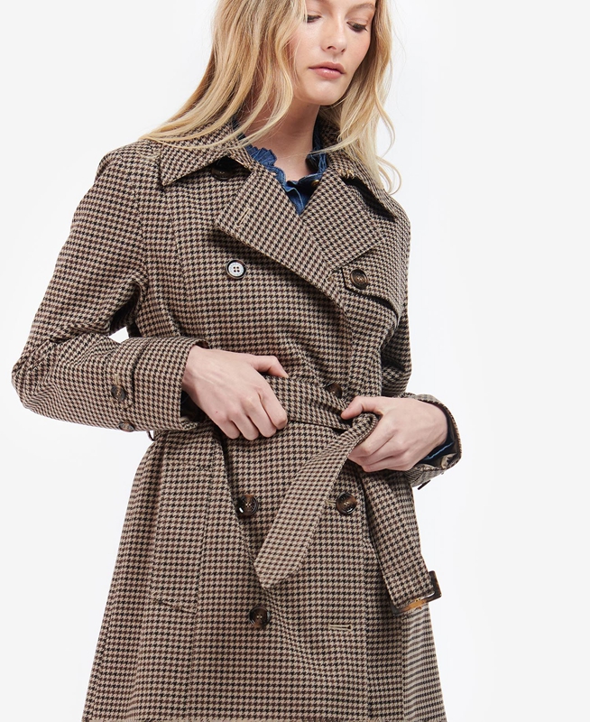 Barbour Greta Check Showerproof Női Alkalmi Dzsekik Barna | 084695-OGH