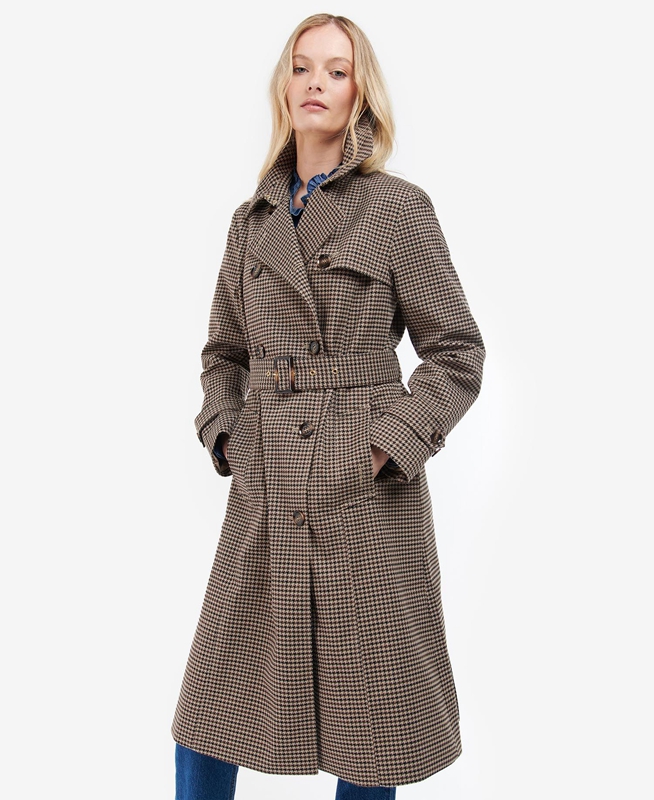 Barbour Greta Check Showerproof Női Alkalmi Dzsekik Barna | 084695-OGH