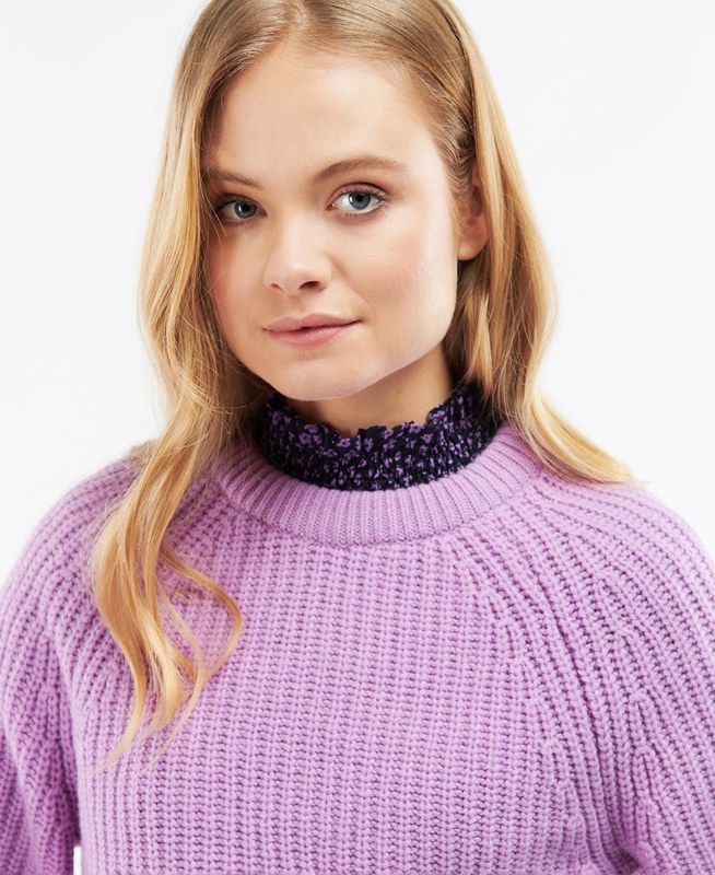 Barbour Hartley Knit Női Pulóverek Lila | 569741-CDI