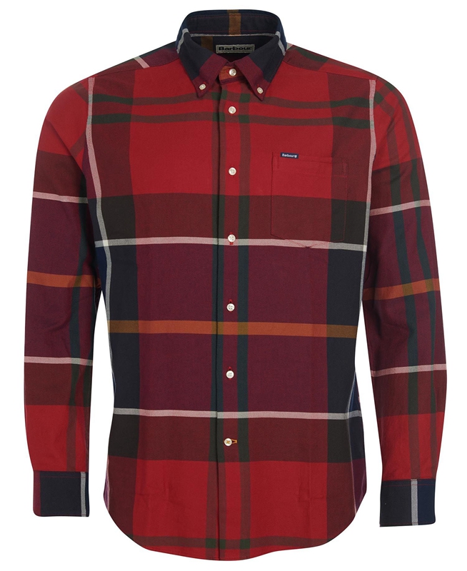 Barbour Hemd Dunoon Taillored Férfi Ingek Piros | 673410-QGC