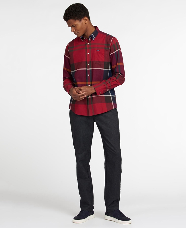 Barbour Hemd Dunoon Taillored Férfi Ingek Piros | 673410-QGC