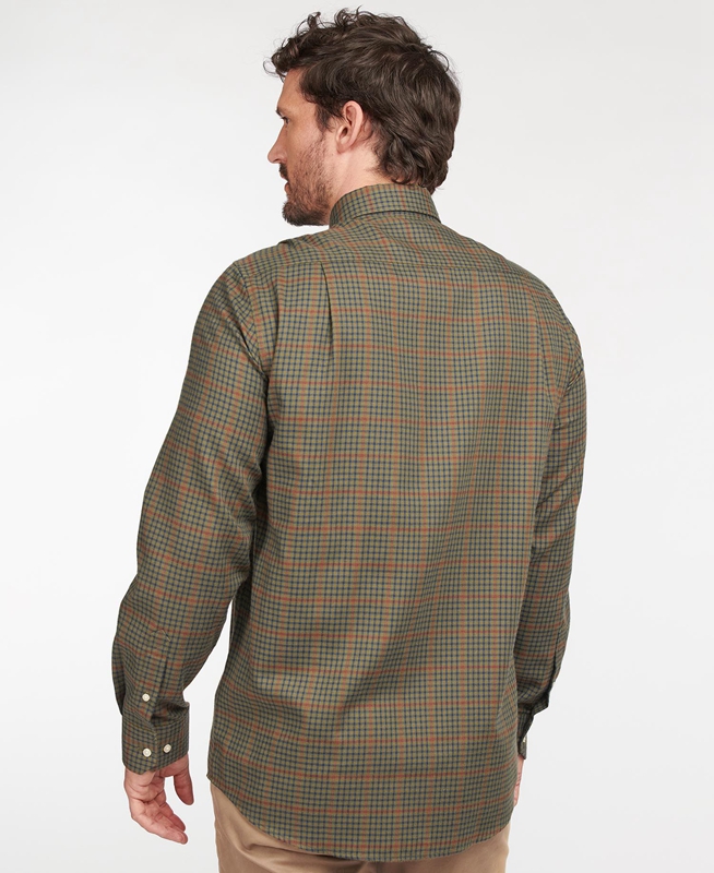 Barbour Hemd Henderson Thermo Weave Férfi Ingek Olivazöld | 780421-QCI