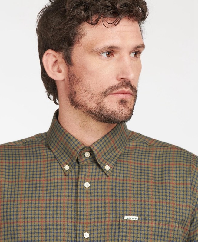 Barbour Hemd Henderson Thermo Weave Férfi Ingek Olivazöld | 780421-QCI