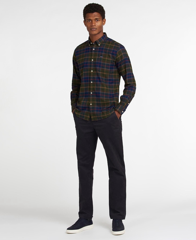 Barbour Hemd Kyeloch Tailored Férfi Ingek Olivazöld | 072186-ZSB