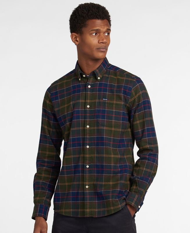 Barbour Hemd Kyeloch Tailored Férfi Ingek Olivazöld | 072186-ZSB