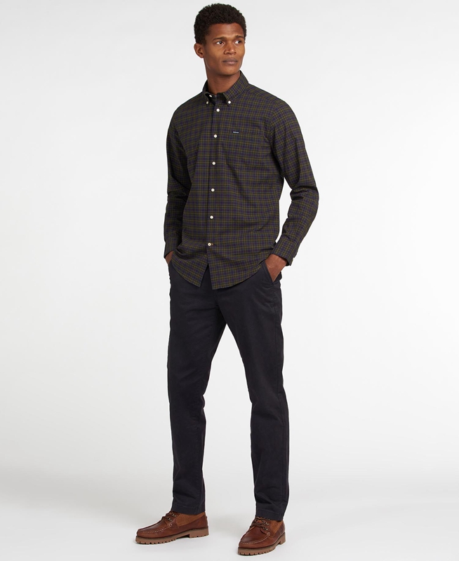 Barbour Hemd Lomond Tailored Férfi Ingek Olivazöld | 716039-EMF