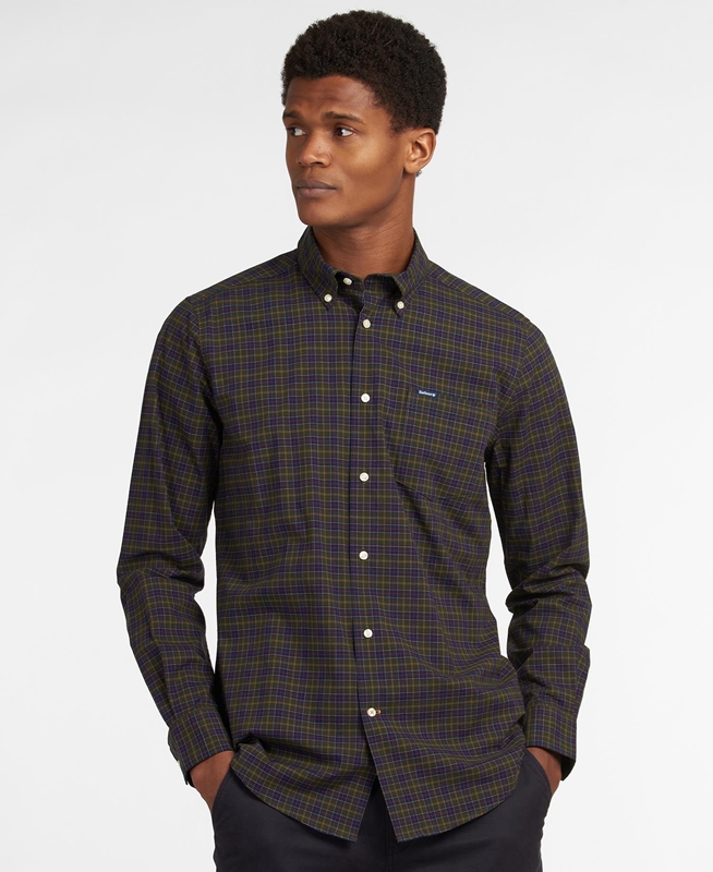 Barbour Hemd Lomond Tailored Férfi Ingek Olivazöld | 716039-EMF