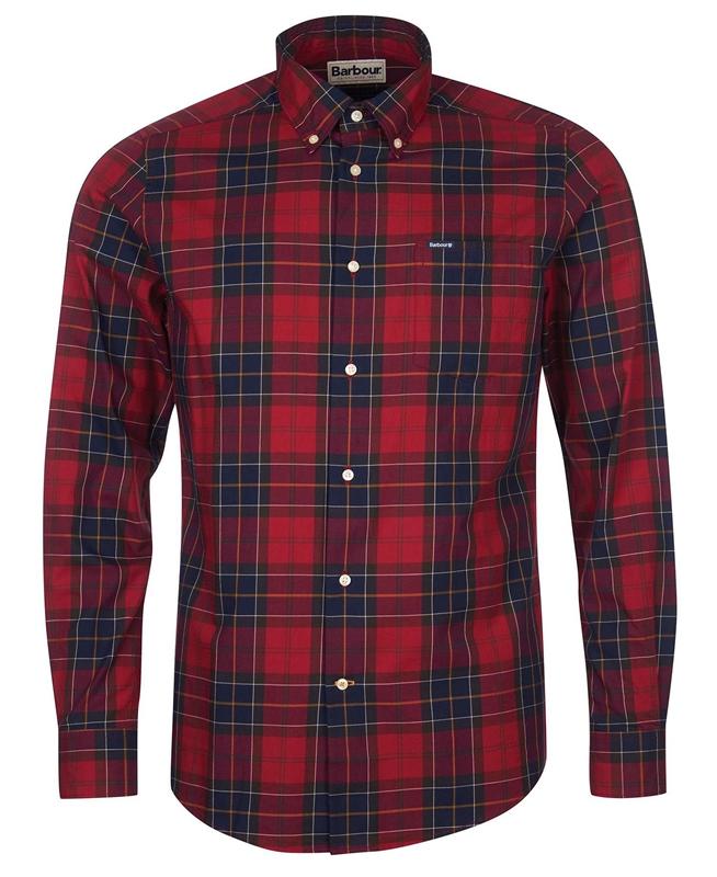 Barbour Hemd Wetheram Tailored Férfi Ingek Piros | 420951-PXU