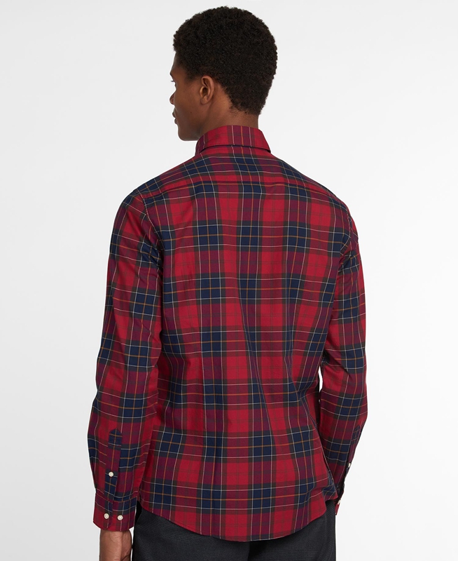 Barbour Hemd Wetheram Tailored Férfi Ingek Piros | 420951-PXU