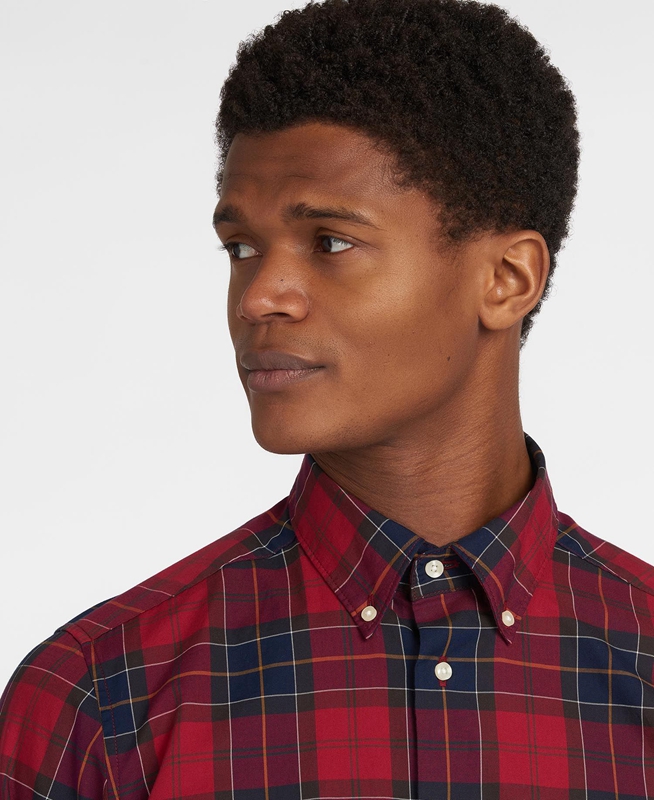 Barbour Hemd Wetheram Tailored Férfi Ingek Piros | 420951-PXU
