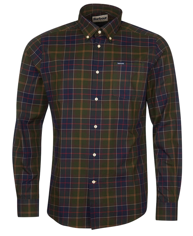 Barbour Hemd Wetheram Tailored Férfi Ingek Olivazöld | 658794-EDK