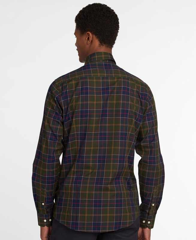 Barbour Hemd Wetheram Tailored Férfi Ingek Olivazöld | 658794-EDK