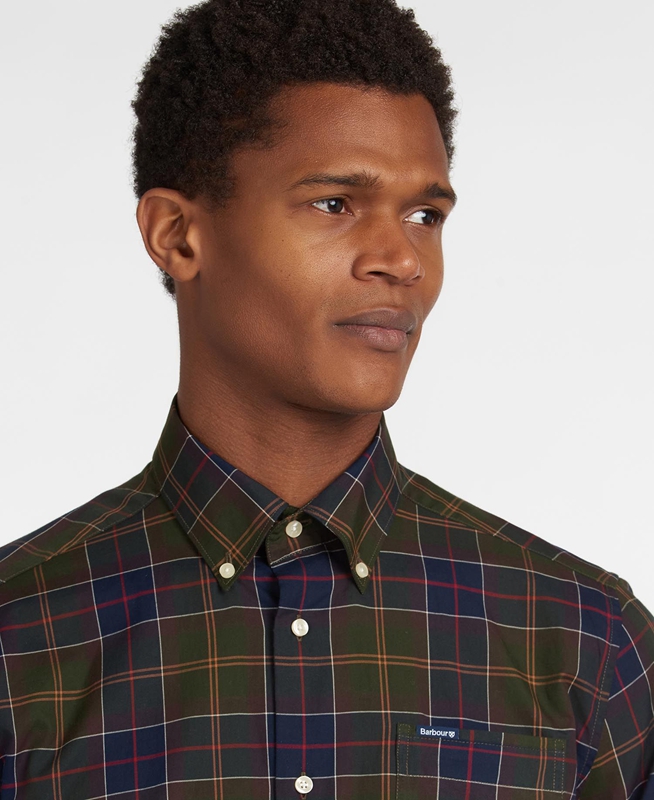 Barbour Hemd Wetheram Tailored Férfi Ingek Olivazöld | 658794-EDK