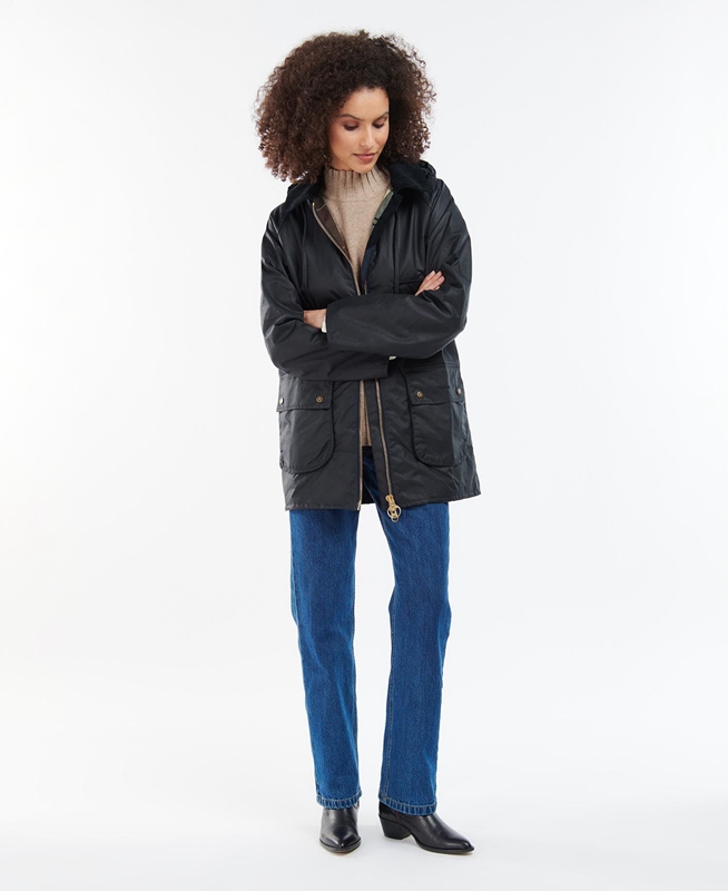 Barbour Highclere Női Viaszos Kabát Fekete | 362497-YIN