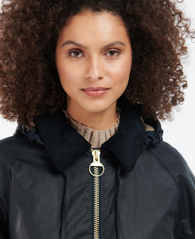 Barbour Highclere Női Viaszos Kabát Fekete | 362497-YIN