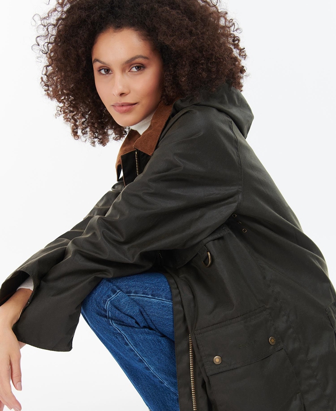 Barbour Highclere Női Viaszos Kabát Olivazöld | 524960-LEM