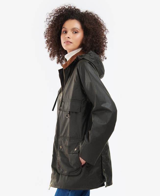 Barbour Highclere Női Viaszos Kabát Olivazöld | 524960-LEM