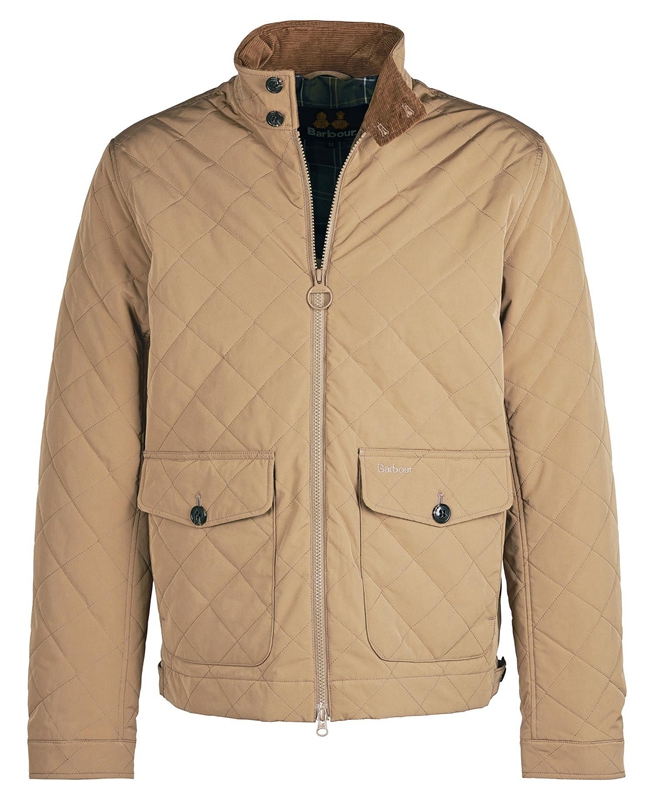 Barbour Hitchen Férfi Vattázott Kabát Bézs | 327410-ITP