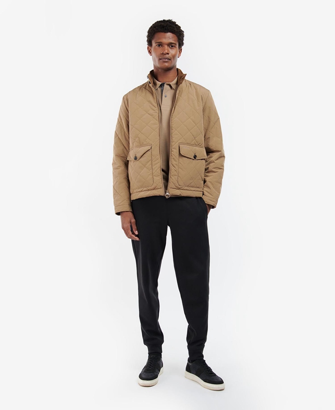 Barbour Hitchen Férfi Vattázott Kabát Bézs | 327410-ITP