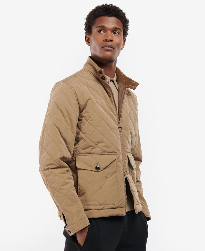 Barbour Hitchen Férfi Vattázott Kabát Bézs | 327410-ITP