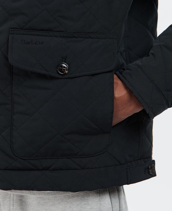 Barbour Hitchen Férfi Vattázott Kabát Fekete | 136874-QNZ