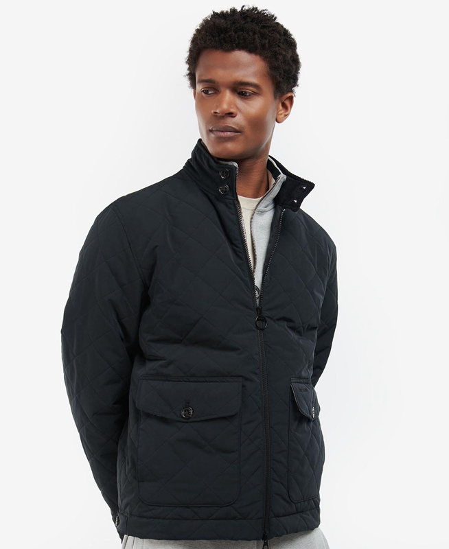 Barbour Hitchen Férfi Vattázott Kabát Fekete | 136874-QNZ