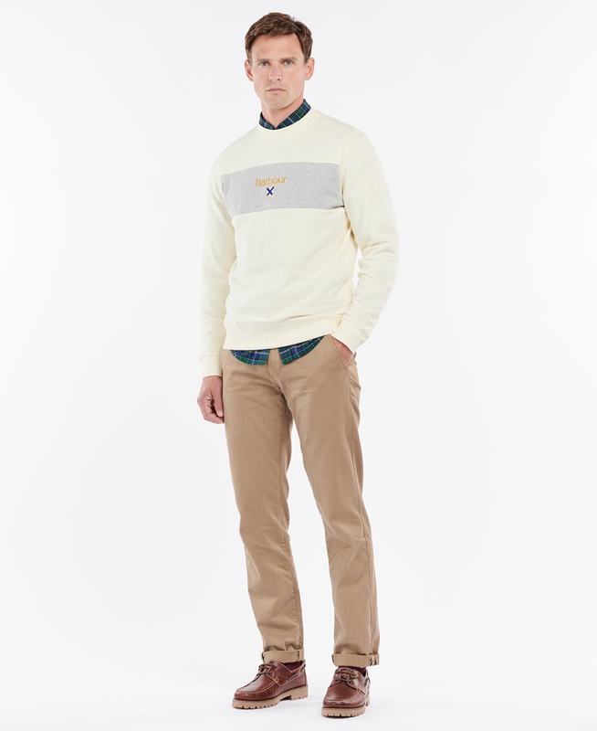 Barbour Honour Panel Crew Férfi Pulóverek Bézs | 865371-NQP